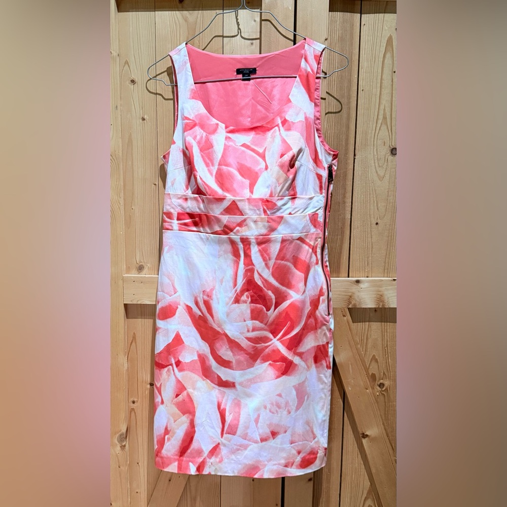 Ann Taylor Pink Sheath Midi Dress Scoop Neck Dress